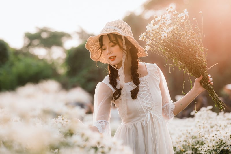 Woman walking mindfully in nature